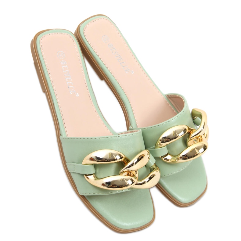 Pantofle s řetízkem Dalia Green zelená