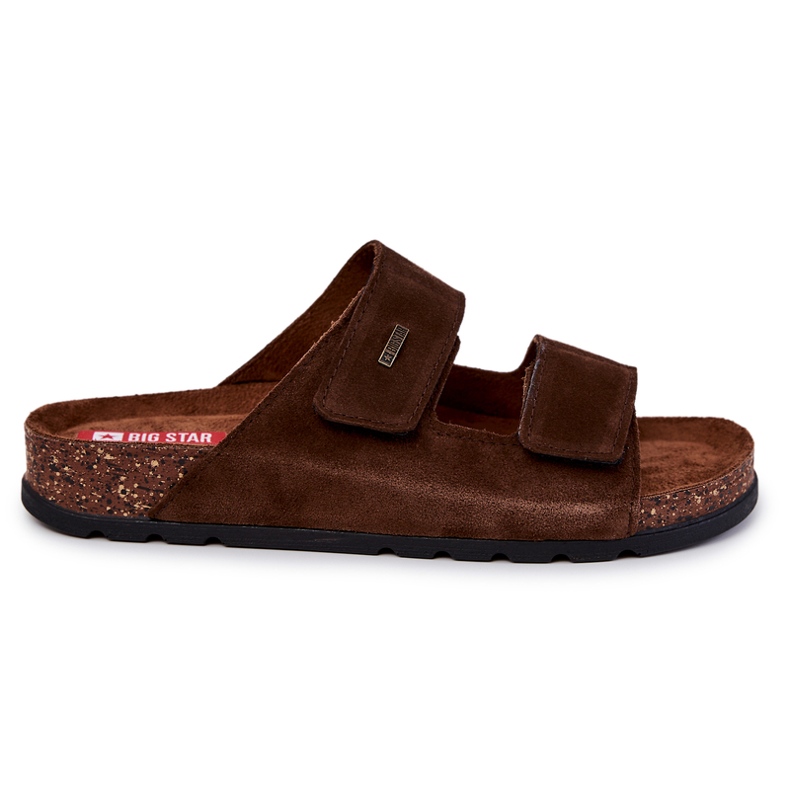 Pánské pantofle na suchý zip Big Star JJ176002 Brown hnědý