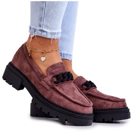 Mokasíny Suede Mokasíny La.Fi Brown Sapphira hnědý