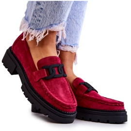 PL5 Semišové mokasíny s La.Fi dekorací Fuchsia Laurene červený růžový modrý