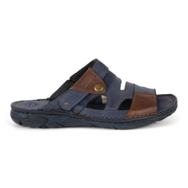 Olivier Pánské kožené pantofle 460MP tmavě modrá modrý