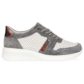 Kožené boty Filippo DP1389 / 20 Wh Gr Grey bílý šedá žluť