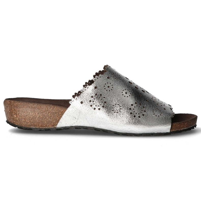 Kožené pantofle Filippo DK1270 / 20 Si stříbrné stříbrný