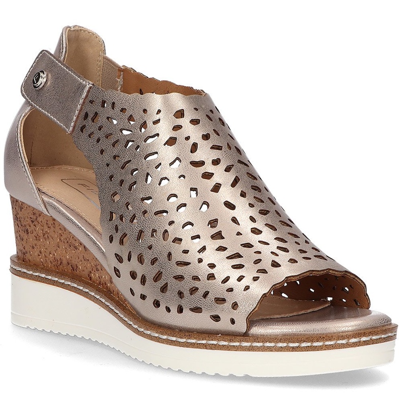 Sandály na klínku Filippo DS2074 / 21 Go golden zlatý