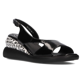 Černé sandály na klínku Filippo DS2315 / 21 Bk černý