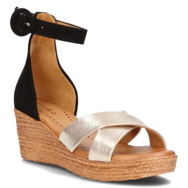 Kožené sandály Filippo 04565-25 / 00-5 zlato-černé černá zlatý