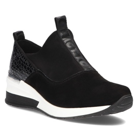 Kožené tenisky Filippo DP1689 / 21 Bk Wh Black černý