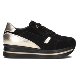 Kožené tenisky Filippo DP3407 / 21 Bk Go Black černý zlatý