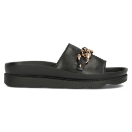 Kožené pantofle Filippo DK3597 / 22 Bk černé černý