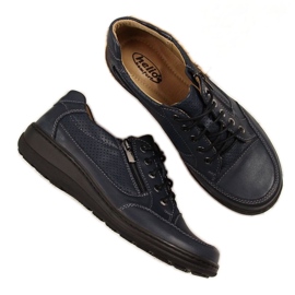 Kožené boty na zip Helios W H357D tmavě modrá námořnická modrá