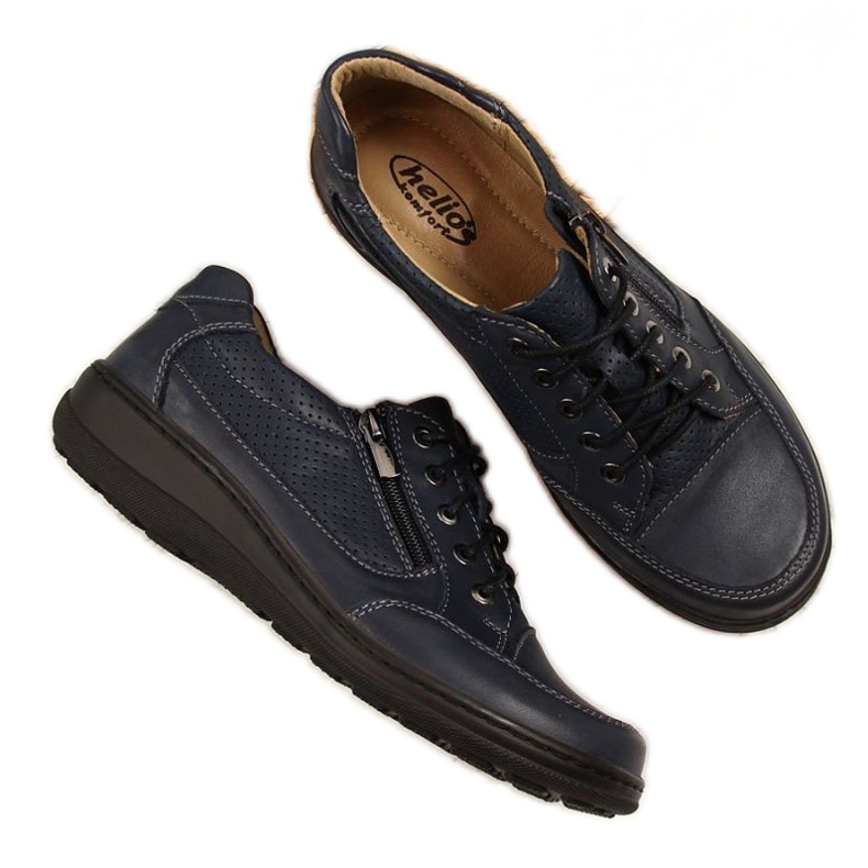 Kožené boty na zip Helios W H357D tmavě modrá námořnická modrá