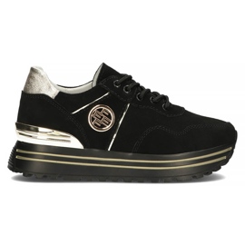 Kožené tenisky Filippo DP3538 / 22 Bk Go black černá Kožené tenisky Filippo DP3538 / 22 Bk Go black černá