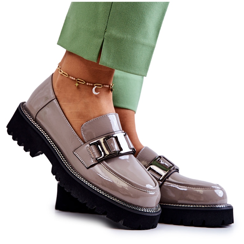 S.Barski Lakované kožené boty Grey Corine šedá S.Barski Lakované kožené boty Grey Corine šedá