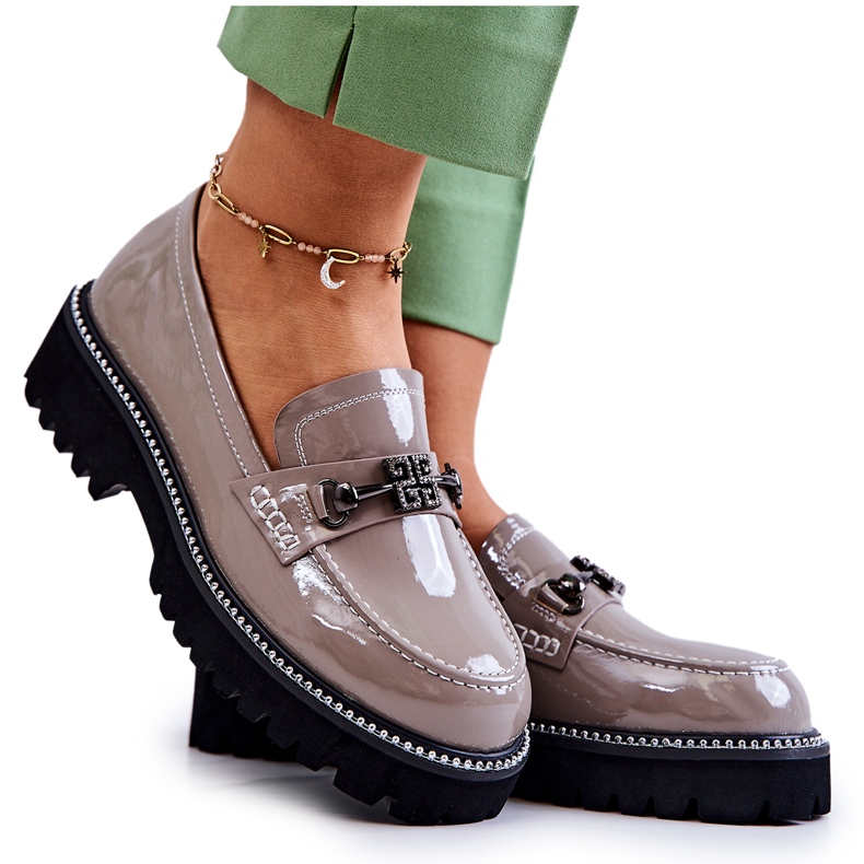 S.Barski Boty z lakované kůže se světle hnědým zdobením Adison vícebarevný