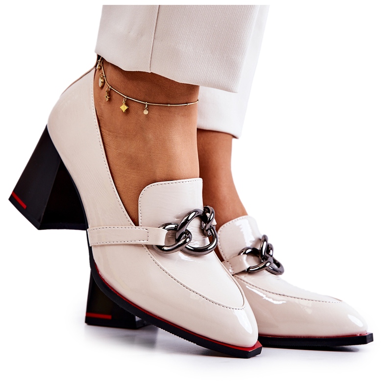 S.Barski Elegantní lodičky na béžovém sloupku Callim béžový