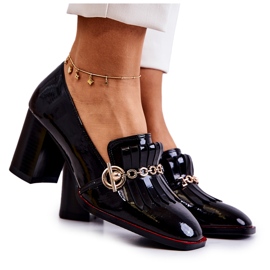 S.Barski Lakované trendy černé lodičky Jenice černý