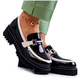 S.Barski Lakované dámské mokasíny Černobílé Cassida bílý černý