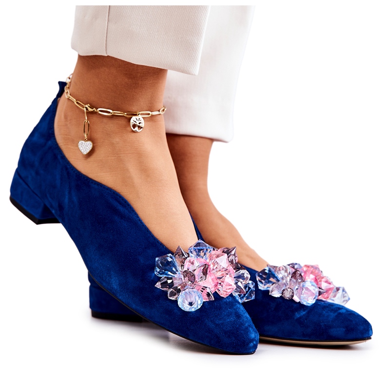 PA2 Elegantní semišové boty s tmavě modrým zdobením McQueen