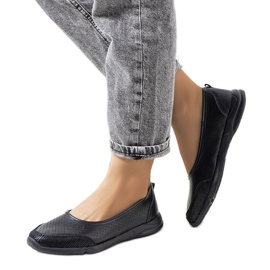 Černé kožené baleríny Mirjam černý