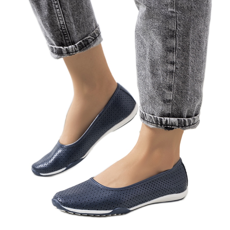 Námořnické modré kožené baleríny Simge modrý Námořnické modré kožené baleríny Simge modrý