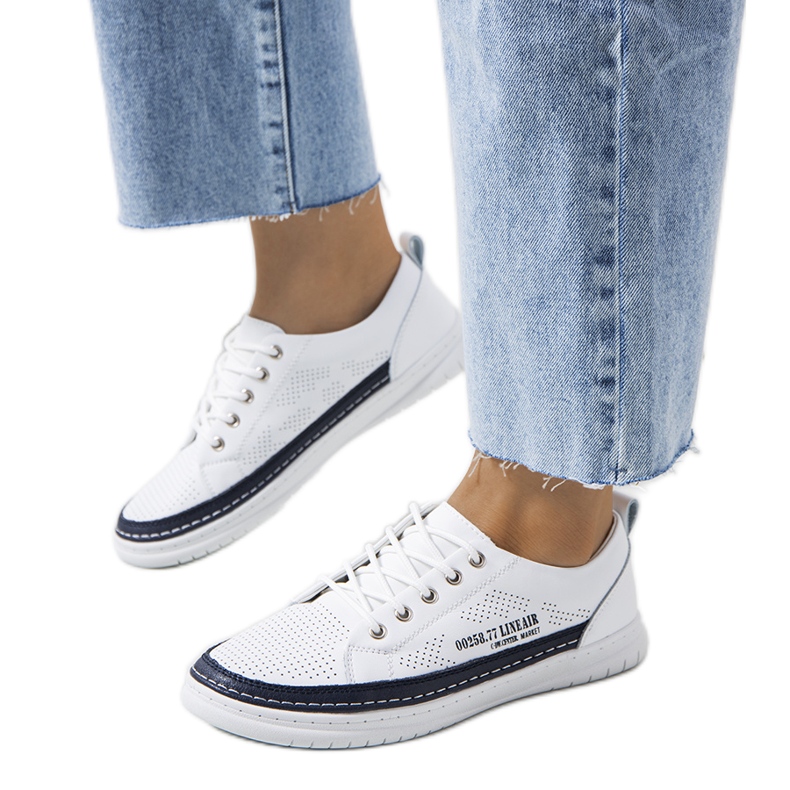 Bílé kožené tenisky od Valeska bílý námořnická modrá