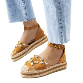 Hnědé espadrilky s kubickou zirkonií Dide hnědý