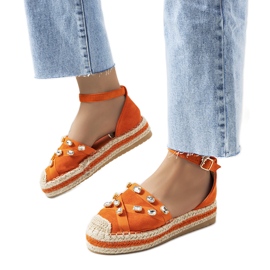 Oranžové espadrilky s kubickou zirkonií Dide oranžový Oranžové espadrilky s kubickou zirkonií Dide oranžový