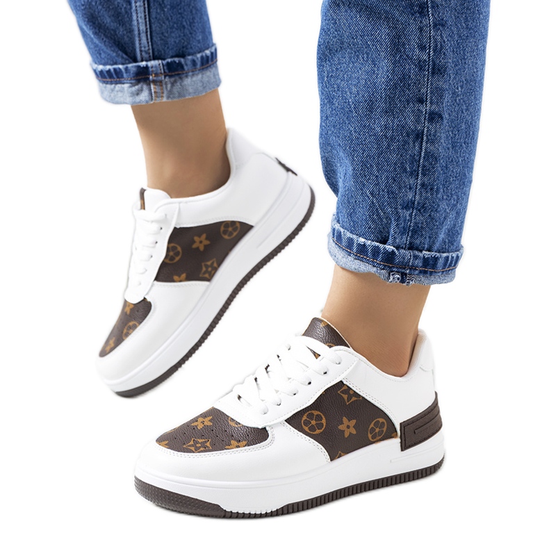 BM Dámské bílé a hnědé tenisky Djenna bílý hnědý žlutá