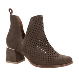 Lewski Shoes Semišové prolamované boty Lewski Boty 3165 zemní velur vícebarevný