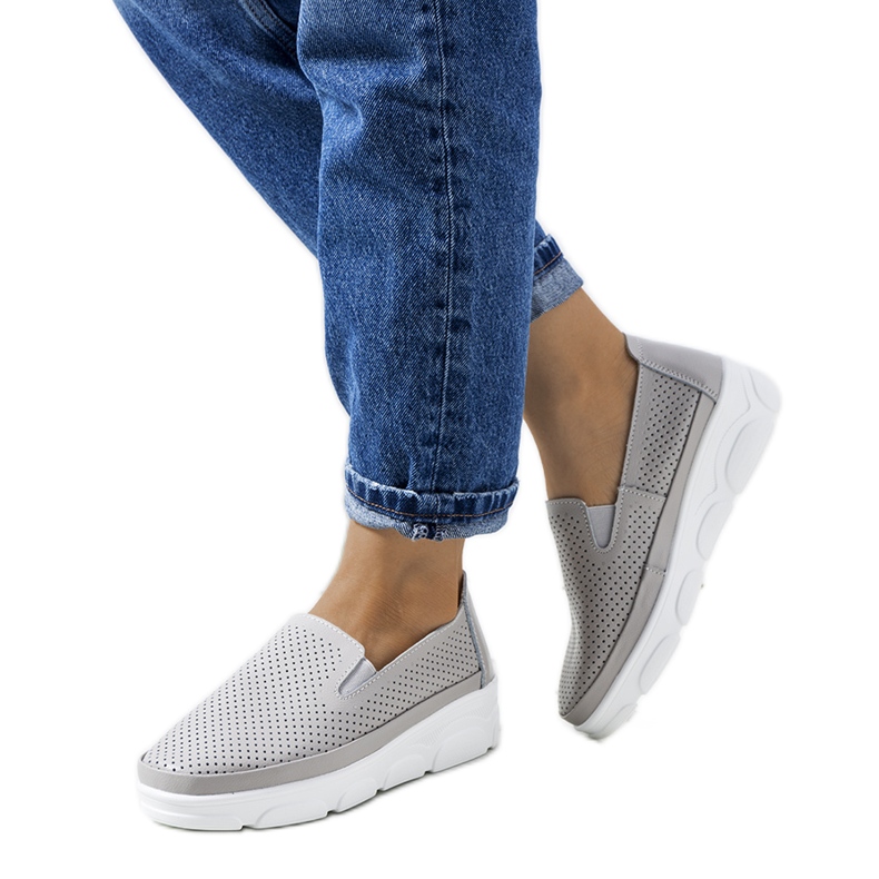 Šedé kožené tenisky značky Velders šedá Šedé kožené tenisky značky Velders šedá