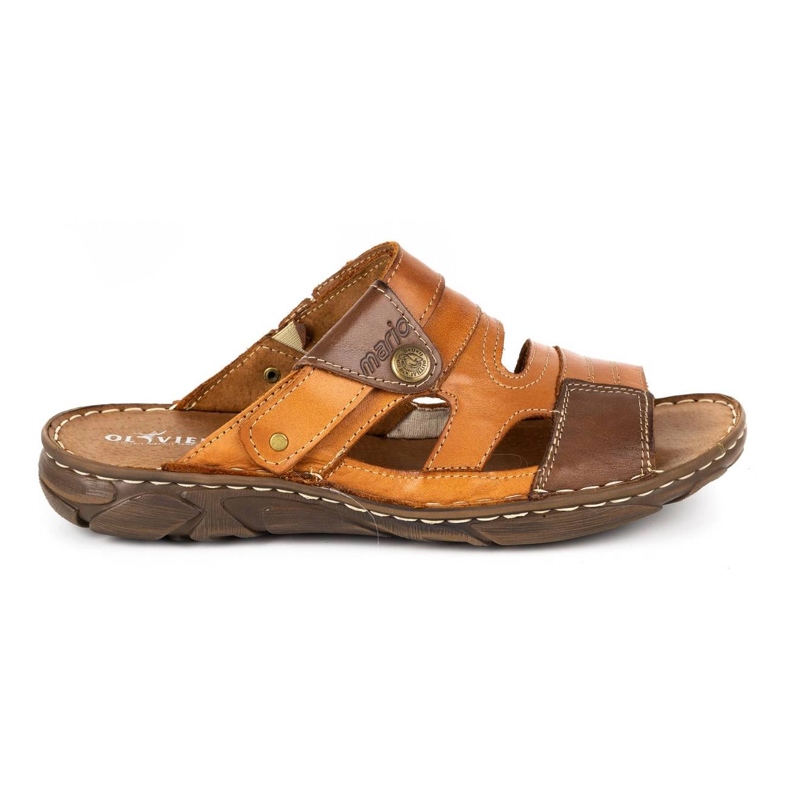 Olivier Pánské kožené pantofle 460MP camel hnědý Olivier Pánské kožené pantofle 460MP camel hnědý