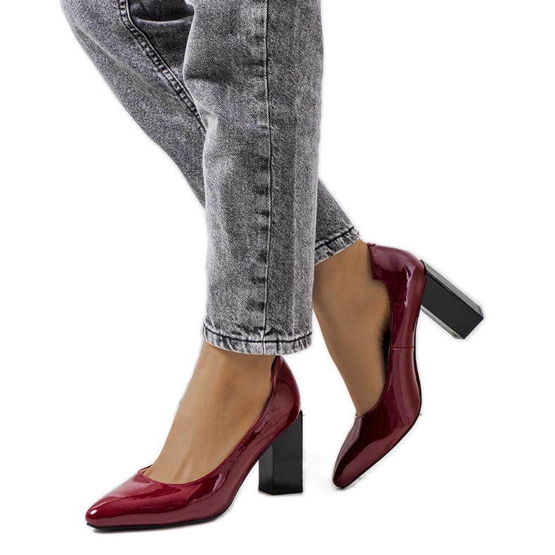 Červené lakované lodičky na sloupku Shannen vícebarevný