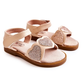 S.Barski Dětské kožené sandály Brocade Hearts Beige Luisa béžový zlatý S.Barski Dětské kožené sandály Brocade Hearts Beige Luisa béžový zlatý