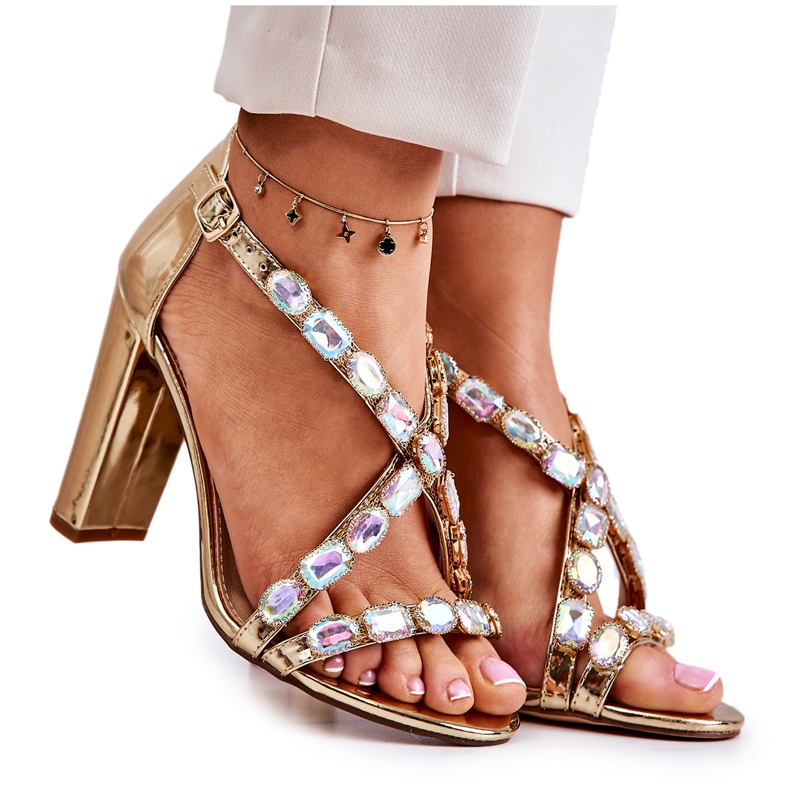 S.Barski Dámské sandály na vysokém podpatku Lu Boo Golden 8258-1 Vernee zlatý