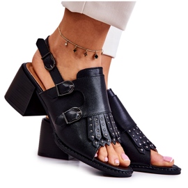 Kožené sandály s cvočky La.Fi Black Casilla černá