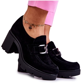 PL5 Elegantní boty na sloupu s tmavým zdobením Black Harmell černý