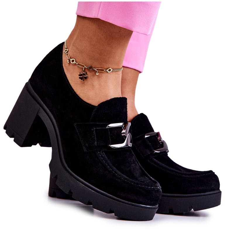 PL5 Elegantní boty na sloupu s tmavým zdobením Black Harmell černá