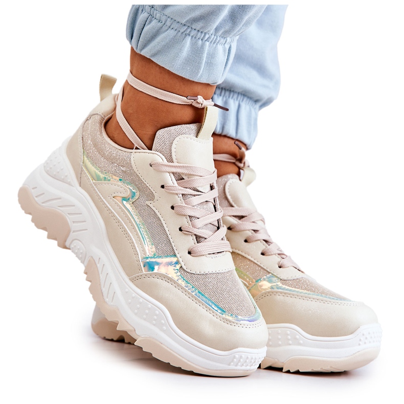 PG1 Dámské béžové lesklé tenisky Callisto béžový