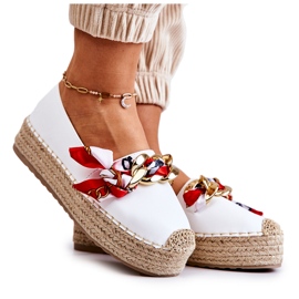 PS1 Dámské kožené espadrilky s řetízkem bílé ozdobné bílý PS1 Dámské kožené espadrilky s řetízkem bílé ozdobné bílý