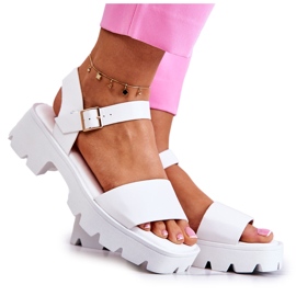 PS1 Kožené sandály na vysokém podpatku White Sovie bílý