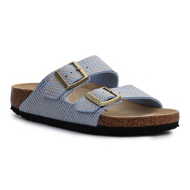 Birkenstock Arizona Shiny Python Dusty Blue W 1021463 modrý