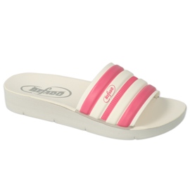 BEFADO POONY DĚTSKÉ FLIP FLOPS 067Y002 WHITE s růžovými pruhy bílý