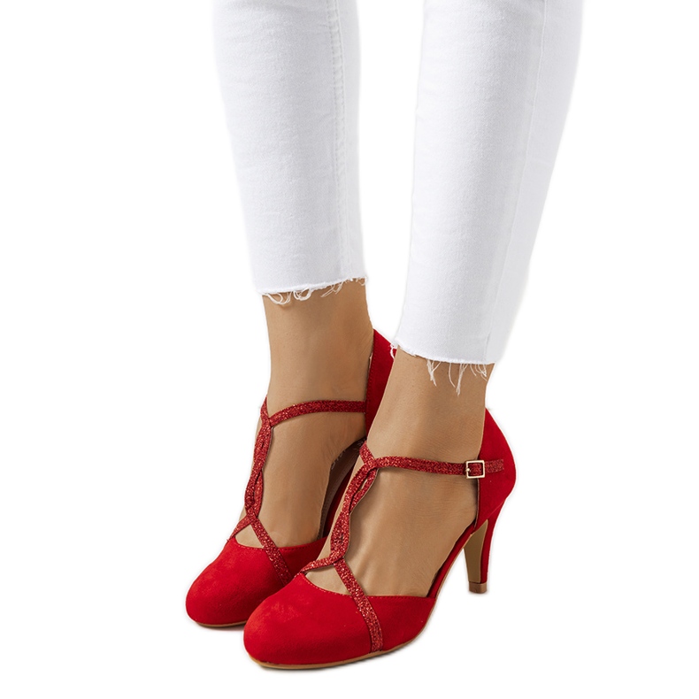 Červené lodičky na podpatku Luiken