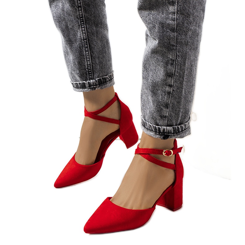 Červené lodičky na nízkém postu Florina