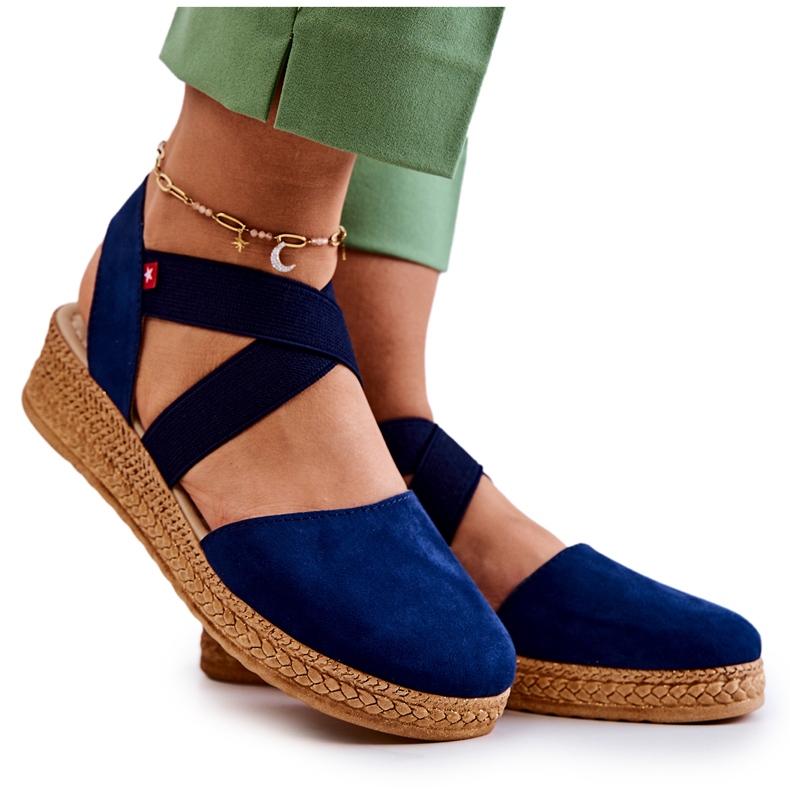 Dámské semišové espadrilky Big Star JJ276037 Navy Blue modrý