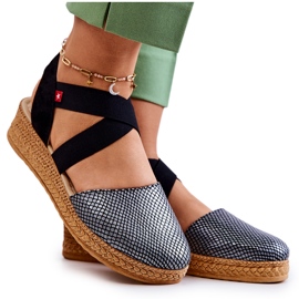 Módní dámské espadrilky Big Star JJ276035 Black černý stříbro