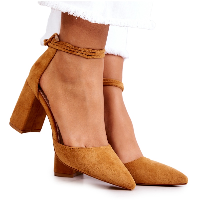 FB2 Lodičky Na Baru Vázané Velbloudí Lettice hnědý žlutá FB2 Lodičky Na Baru Vázané Velbloudí Lettice hnědý žlutá