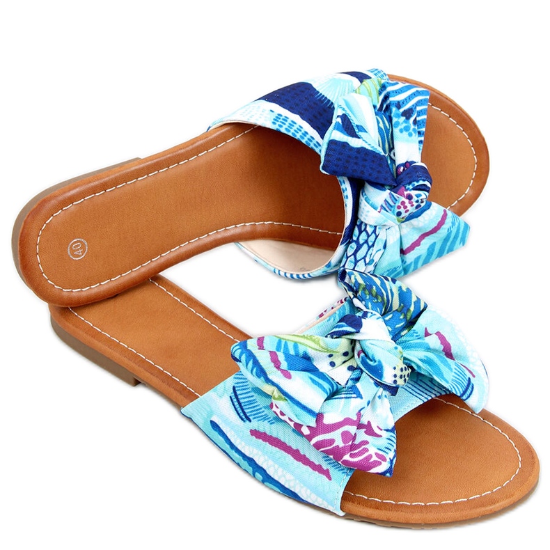 Lotos Blue pantofle s květinovým potiskem modrý vícebarevný