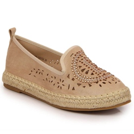 Prolamované espadrilky s kubickými zirkony v béžové W S. Barski béžový Prolamované espadrilky s kubickými zirkony v béžové W S. Barski béžový