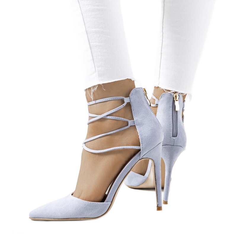 Modré vysoké podpatky s páskem Glover modrý